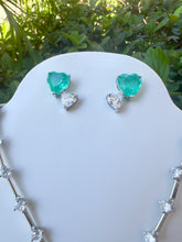 Load image into Gallery viewer, Tourmaline light blue and  diamond crystal set
