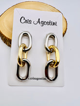 Load image into Gallery viewer, Paperclip 3 links gold plated  earrings
