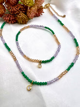 Load image into Gallery viewer, Dulce de leche lilac emerald crystal choker necklace
