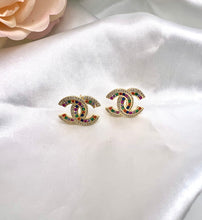 Load image into Gallery viewer, Famous design colorful micro cz CC earrings
