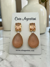 Load image into Gallery viewer, Faceted light peach crystal and matte earrings
