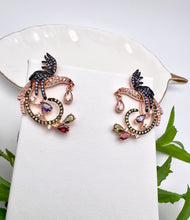 Load image into Gallery viewer, Phoenix bird earrings set in color cz
