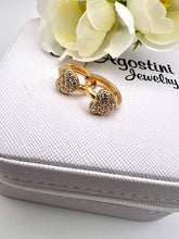 Load image into Gallery viewer, Heart detail cz  in front hoop earrings
