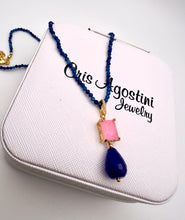 Load image into Gallery viewer, Sodalite jade necklace pendant pink zirconia drop jade sapphire
