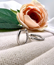 Load image into Gallery viewer, Almond shaped cz detail inside  hoop earrings
