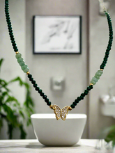 Load image into Gallery viewer, Crystal choker with green quartz butterfly necklace
