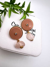 Load image into Gallery viewer, Round base cz and natural gemstone Seductive earrings
