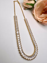 Load image into Gallery viewer, CZ Baguettes with mini link chains choker necklace

