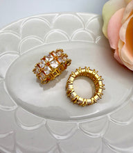 Load image into Gallery viewer, Large ring with two rows of square cz
