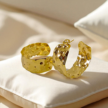 Load image into Gallery viewer, Chunky organic hoop earrings
