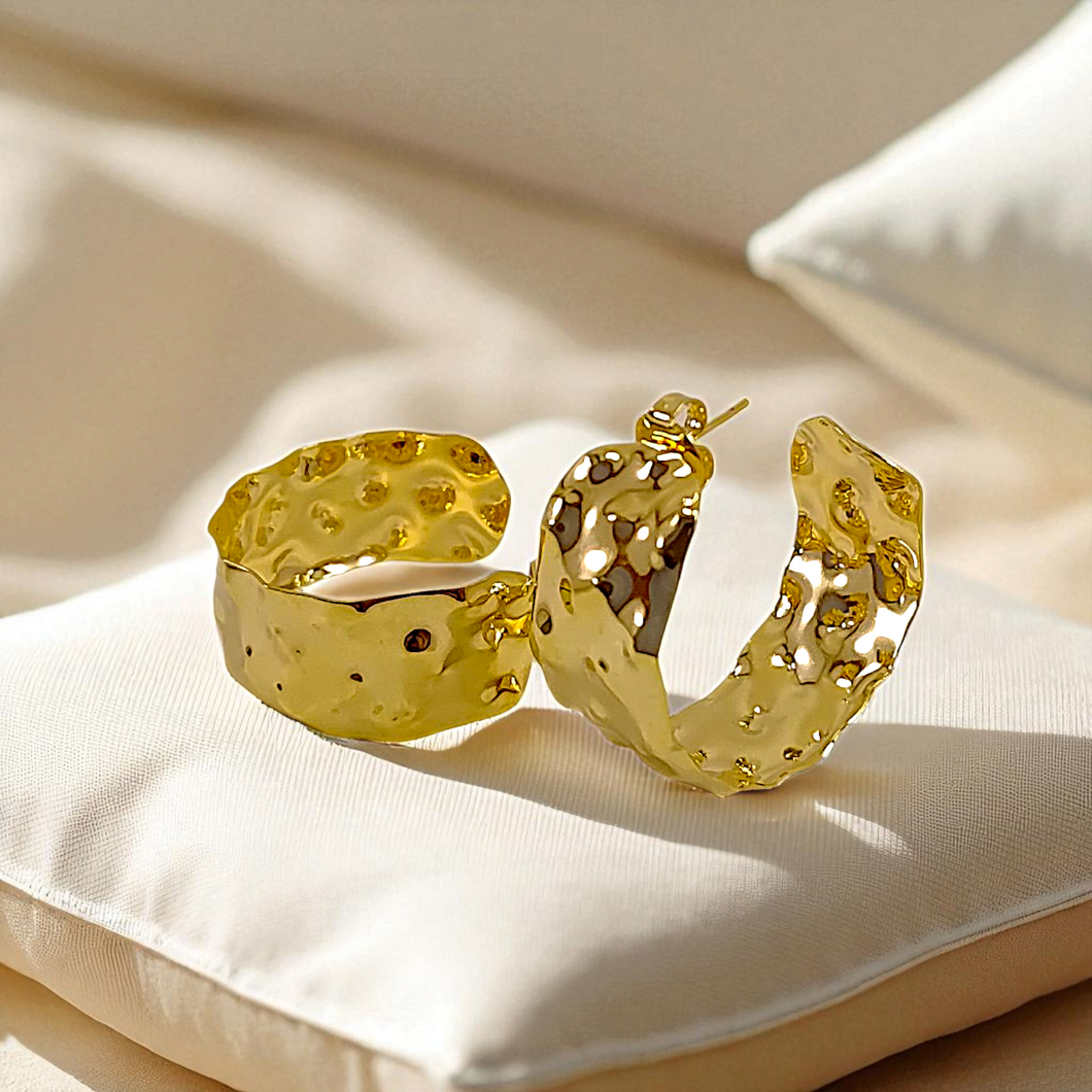 Chunky organic hoop earrings