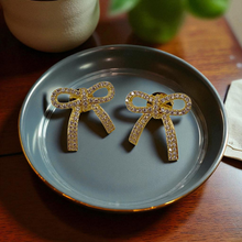 Load image into Gallery viewer, Delicate bow cz earrings
