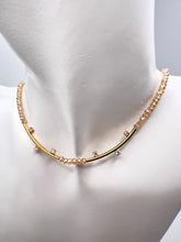 Load image into Gallery viewer, Sweet milk necklace with golden straw cz
