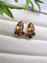 Load image into Gallery viewer, Crystal drop earrings and tiger eye
