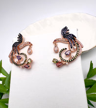 Load image into Gallery viewer, Phoenix bird earrings set in color cz
