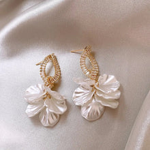 Load image into Gallery viewer, Cz base with simulated mother of pearl earrings
