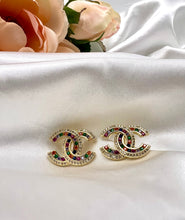 Load image into Gallery viewer, Famous design colorful micro cz CC earrings
