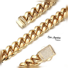 Load image into Gallery viewer, Highly Polished 8mm Gold Plated studded clasp Men&#39;s Cuban Chain
