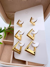 Load image into Gallery viewer, Set of 3 triangle shape earrings for 3 ear holes
