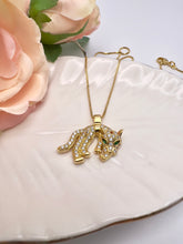 Load image into Gallery viewer, Leopard studded pendant hanging necklace
