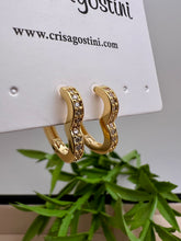 Load image into Gallery viewer, Heart-shaped big hoop earrings cz studded
