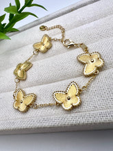 Load image into Gallery viewer, Medium clover butterfly gold plated inspired bracelet
