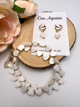 Load image into Gallery viewer, Mother of pearl hoop and necklace jewelry set
