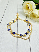 Load image into Gallery viewer, German thread and greek eye double bracelet
