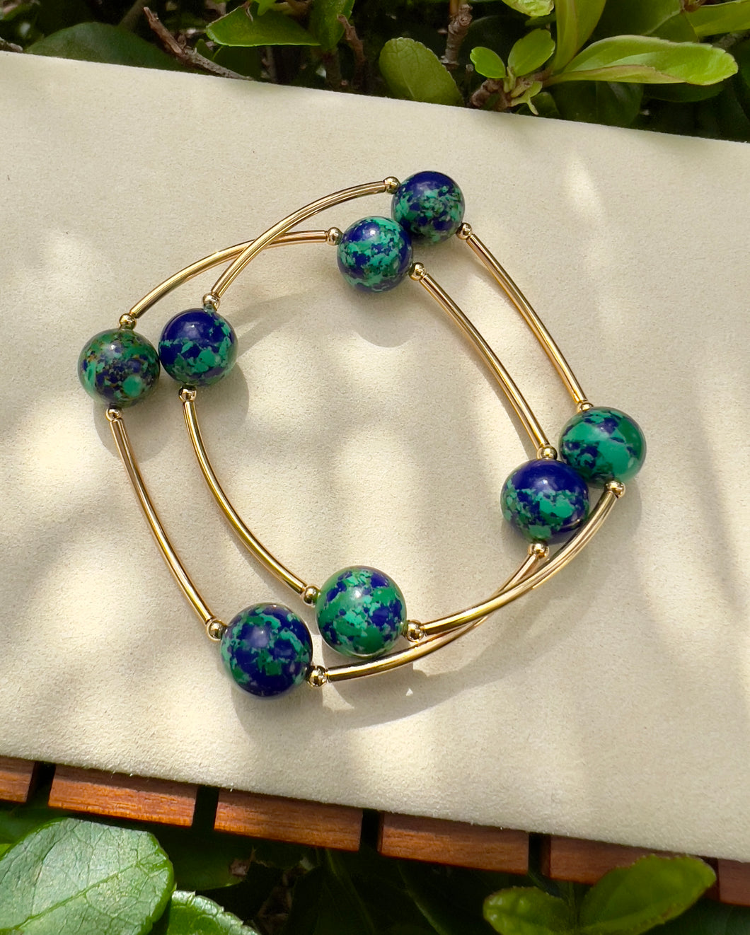 Chrysocolla natural gemstone 4 balls bracelet