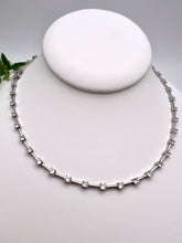Load image into Gallery viewer, Cz diamond  straight detail rhodium plated necklace
