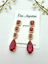 Load image into Gallery viewer, Long cz crystal drop Valentina Collection earrings
