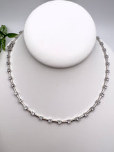 Load image into Gallery viewer, Cz diamond  straight detail rhodium plated necklace
