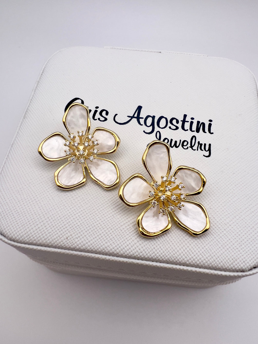 Exclusive white orchid cz core earrings