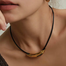 Load image into Gallery viewer, Leather choker with gold plated detail necklace
