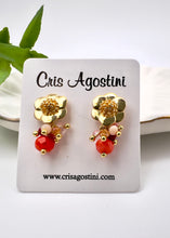 Load image into Gallery viewer, Flower earrings with crystal cluster
