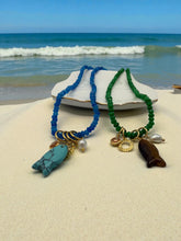 Load image into Gallery viewer, Natural stone necklace with fish pendant
