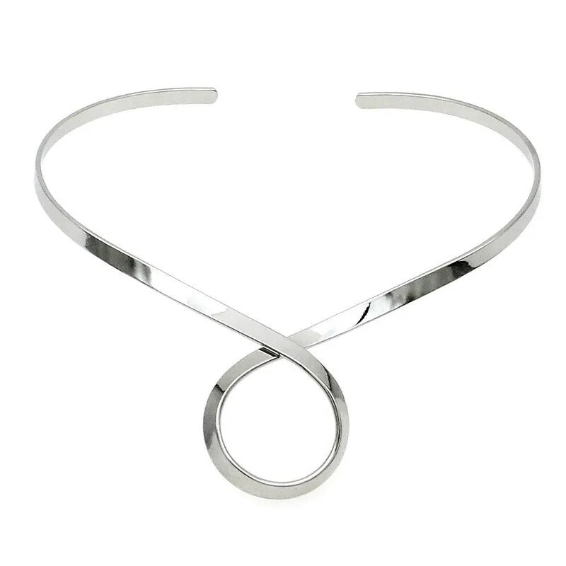 Solid silver plated necklace twisted detail choker