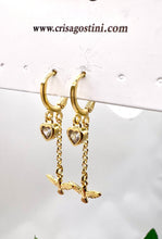 Load image into Gallery viewer, Small hoop cz heart holy spirit earrings
