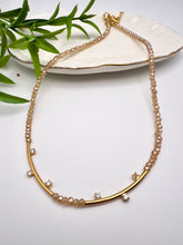 Load image into Gallery viewer, Sweet milk necklace with golden straw cz
