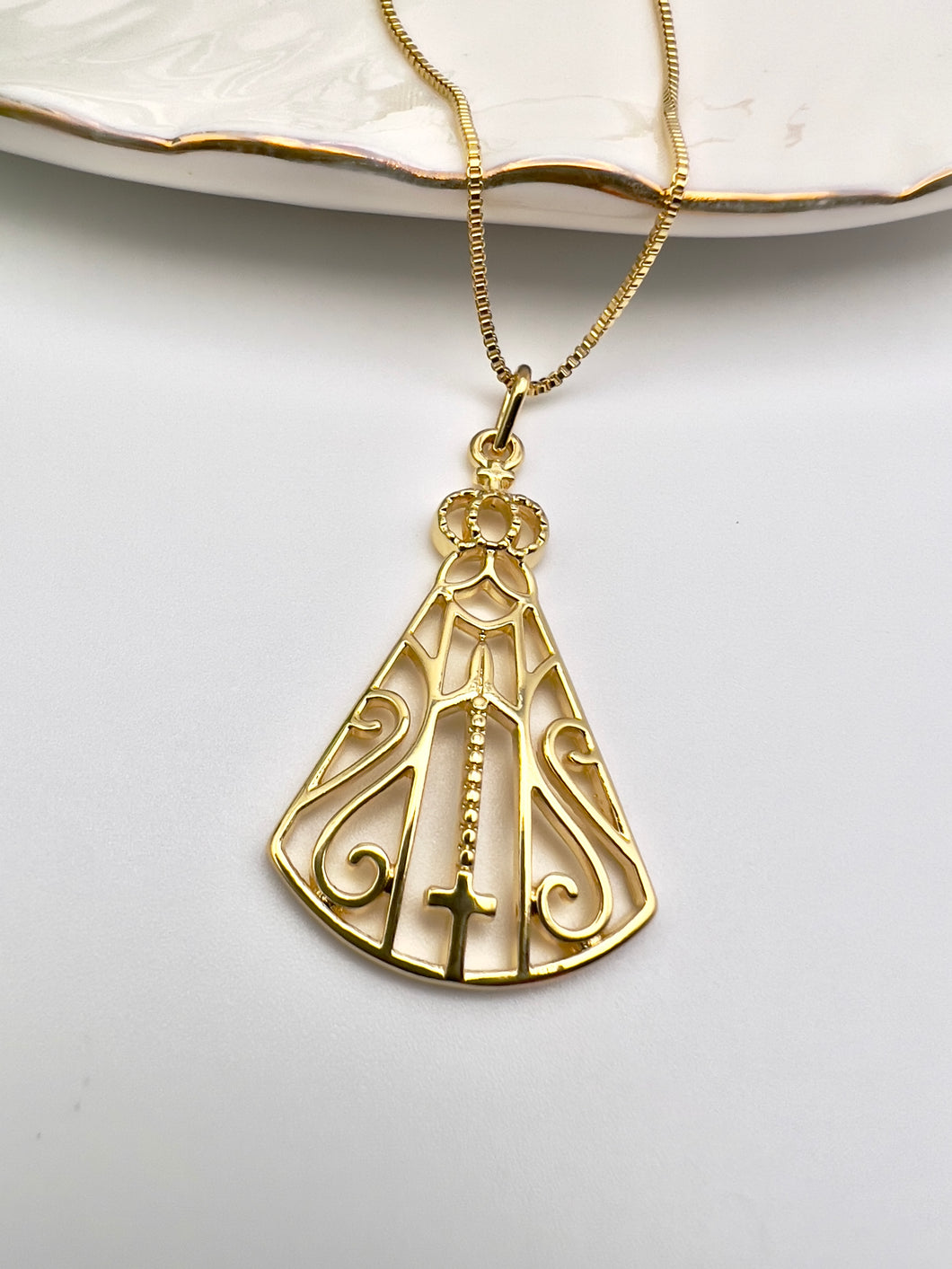 Our Lady big open pendant necklace