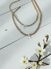 Load image into Gallery viewer, Mini crystal mother-of-pearl initial pendant necklace
