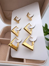 Load image into Gallery viewer, Set of 3 triangle shape earrings for 3 ear holes
