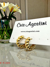 Load image into Gallery viewer, Small hoop croissant style earrings
