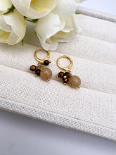 Load image into Gallery viewer, Natural ball gemstone hoop earrings
