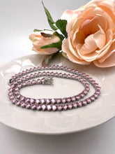 Load image into Gallery viewer, Tennis choker necklace 3 prongs 4mm cz light colors
