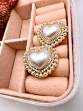 Load image into Gallery viewer, Modern pearl heart earrings
