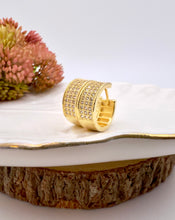 Load image into Gallery viewer, Round three row pave hoop earrings
