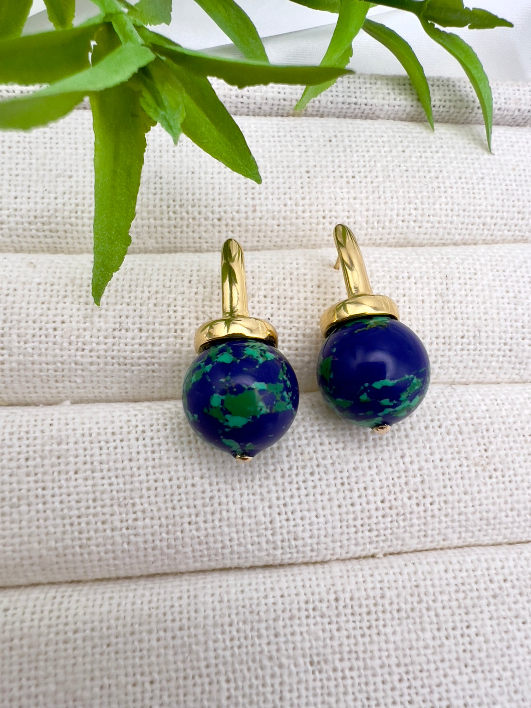 Chrysocolla ball Gemstone earrings