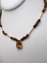 Load image into Gallery viewer, Tiger eye necklace with crystal drop
