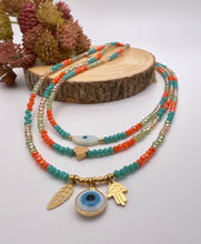 Load image into Gallery viewer, Colorful mini crystal greek eye details necklaces
